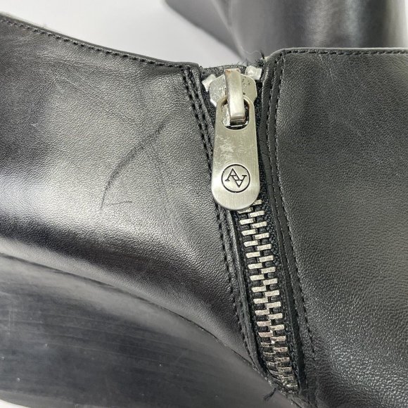 Adrienne Vittadini Womens Av-Midge Black Leather Wedge Ankle Bootie - 10 - Picture 4 of 6